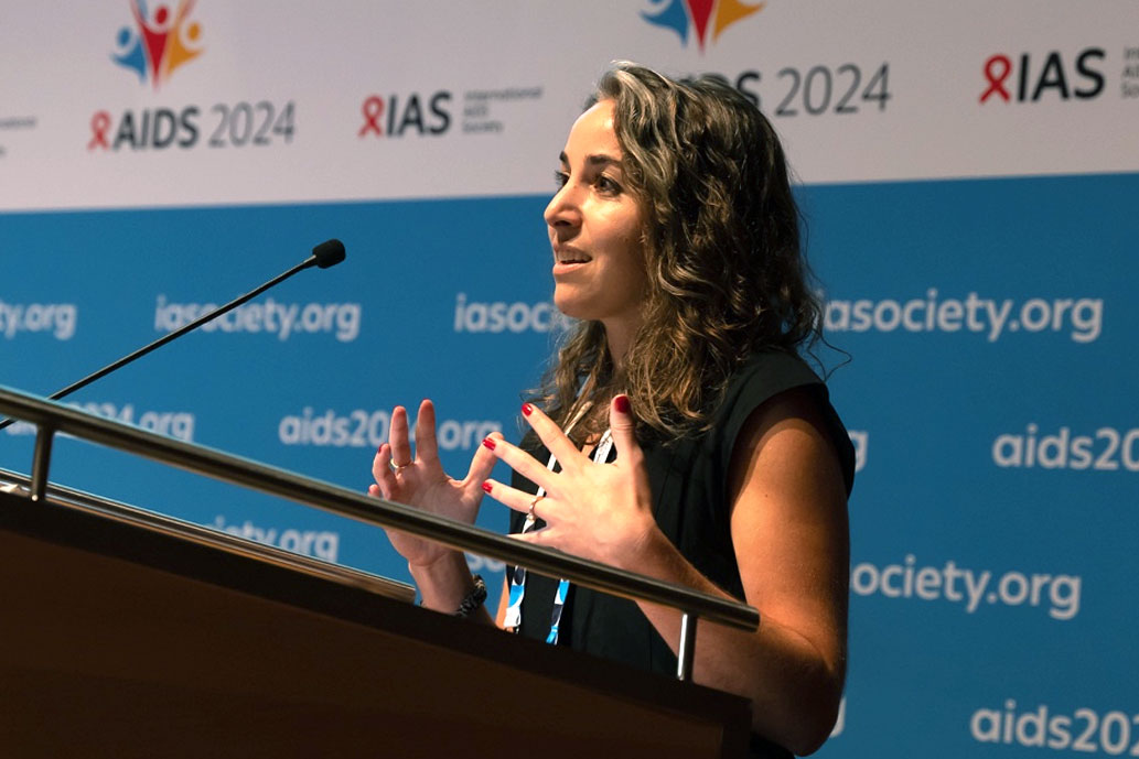 Christina Laurenzi presenting at the 10th symposium on children and adolescents with perinatal HIV exposure at AIDS 2024